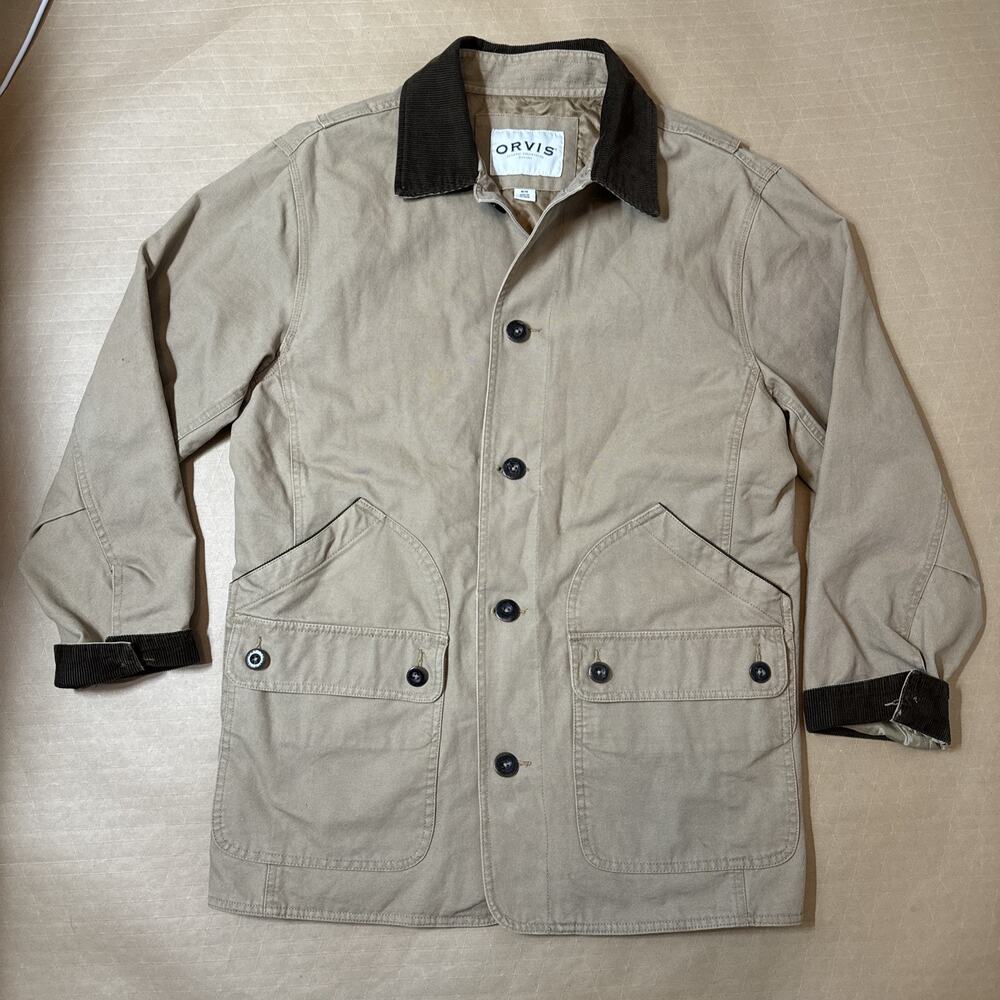 Orvis Chore Barn Field Coat Jacket Quilted Lined Mens M Corduroy Collar Cuff